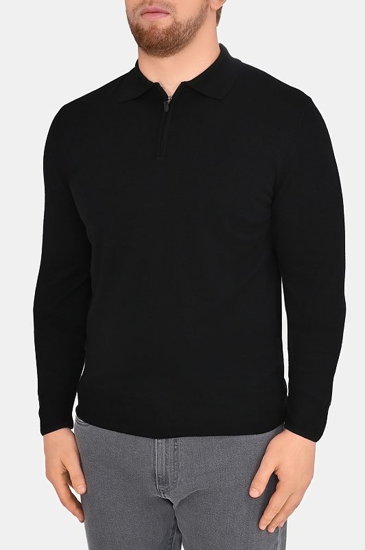 Поло шерстяное CANALI Черный Мужской MK01149 C0572 Поло шерстяное CANALI Черный Мужской MK01149 C0572