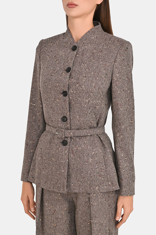 Твидовый жакет с поясом KITON Бежевый Женский D62516K0514I0 Твидовый жакет с поясом KITON Бежевый Женский D62516K0514I0