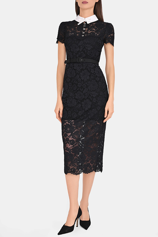 Кружевное платье с поясом SELF PORTRAIT  Черный Женский AW26019MAB