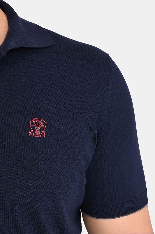 Поло BRUNELLO CUCINELLI Темно-синий Мужской M29800195 Поло BRUNELLO CUCINELLI Темно-синий Мужской M29800195