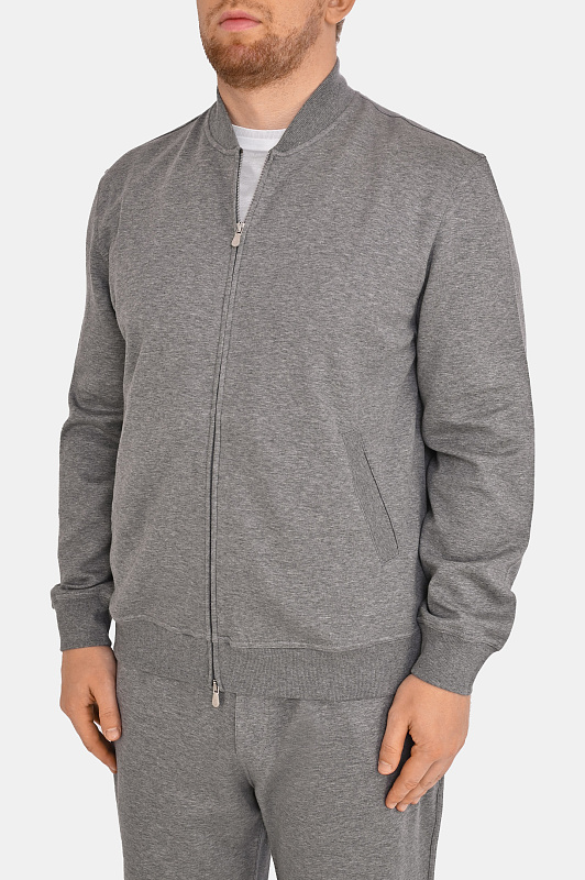 Трикотажный бомбер BRUNELLO  CUCINELLI Серый Мужской MM8319072G