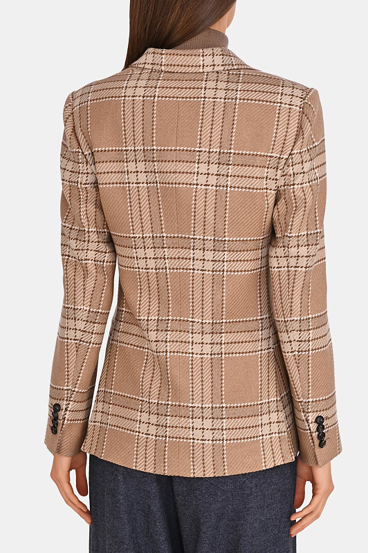 Клетчатый жакет на пуговицах KITON Бежевый Женский D62518K0549B0