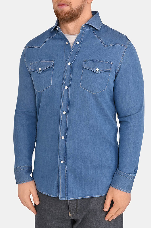 Рубашка BRUNELLO  CUCINELLI Голубой Мужской MR6834008