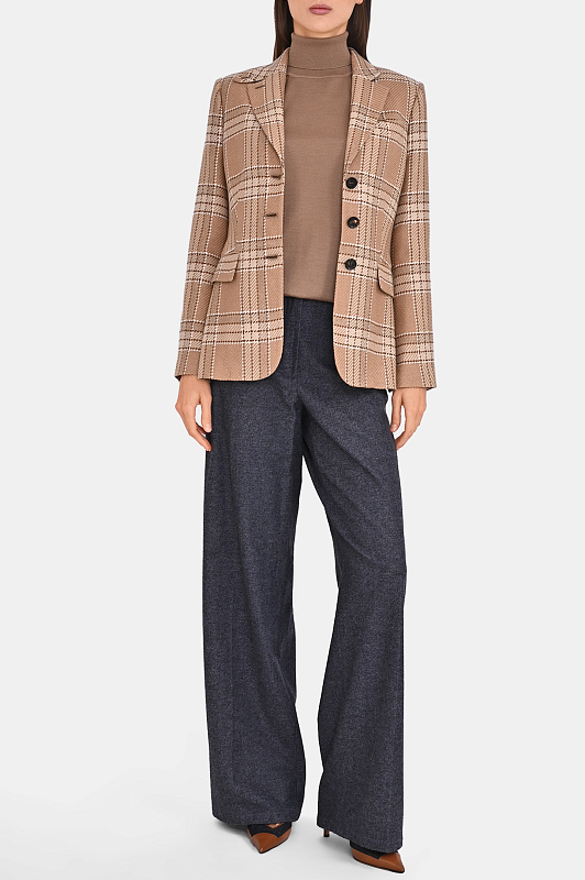 Клетчатый жакет на пуговицах KITON Бежевый Женский D62518K0549B0