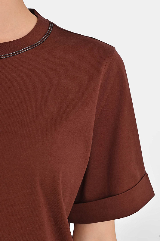 Футболка BRUNELLO  CUCINELLI Бордовый Женский M0T81BZ100