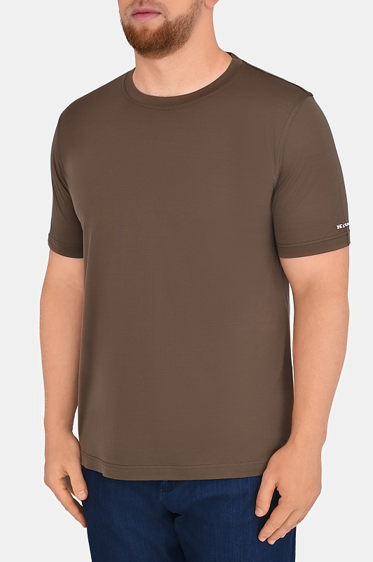 Хлопковая футболка KITON Коричневый Мужской UMK1165A024 Хлопковая футболка KITON Коричневый Мужской UMK1165A024