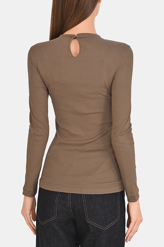 Трикотажный лонгслив BRUNELLO  CUCINELLI Коричневый Женский M0TC8BJ300