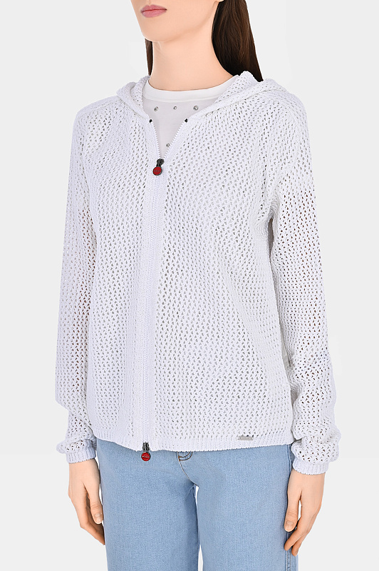Кардиган с копюшоном сетка KITON Белый Женский D577201000