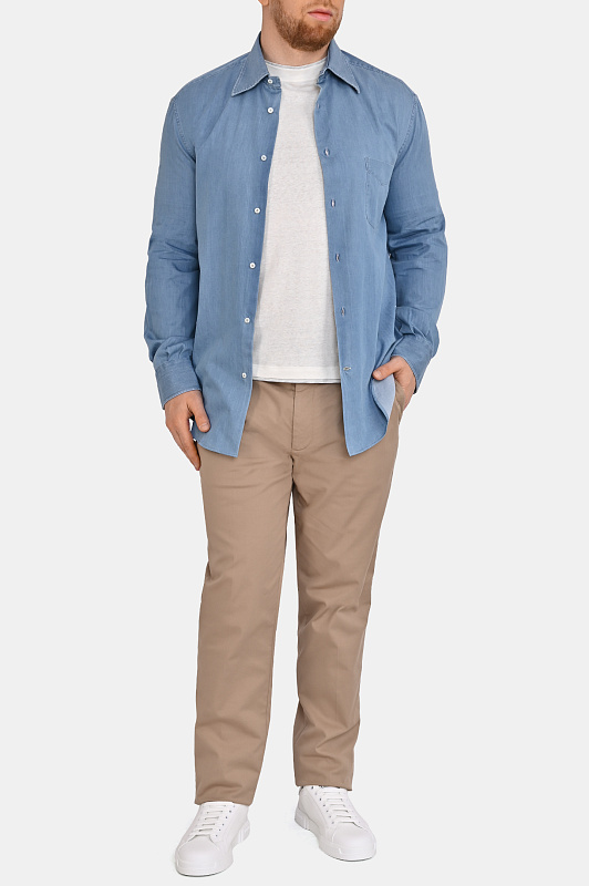 Рубашка BRUNELLO  CUCINELLI Голубой Мужской MR6830621