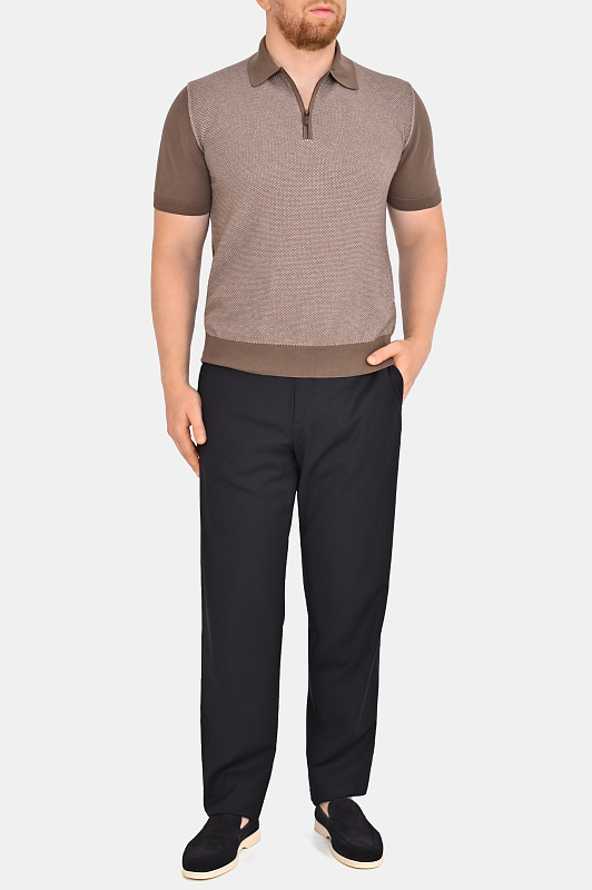 Фактурный джемпер-поло CANALI Коричневый Мужской C0454MK02461
