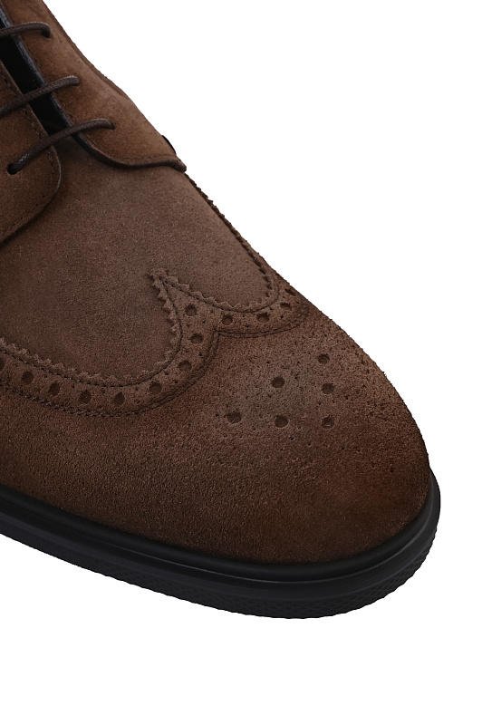 Замшевые дерби с брогированием SANTONI Коричневый Мужской MGEG19033NEAXGEX