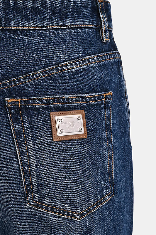 Джинсы палаццо с потертостями DOLCE & GABBANA  Синий Женский FTC79D G8PT3