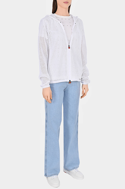 Кардиган с копюшоном сетка KITON Белый Женский D577201000