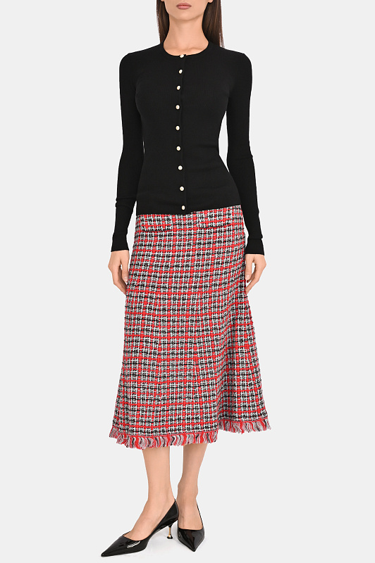 Юбка миди с бахромой SELF PORTRAIT Красный Женский AW26146MSKR Юбка миди с бахромой SELF PORTRAIT Красный Женский AW26146MSKR