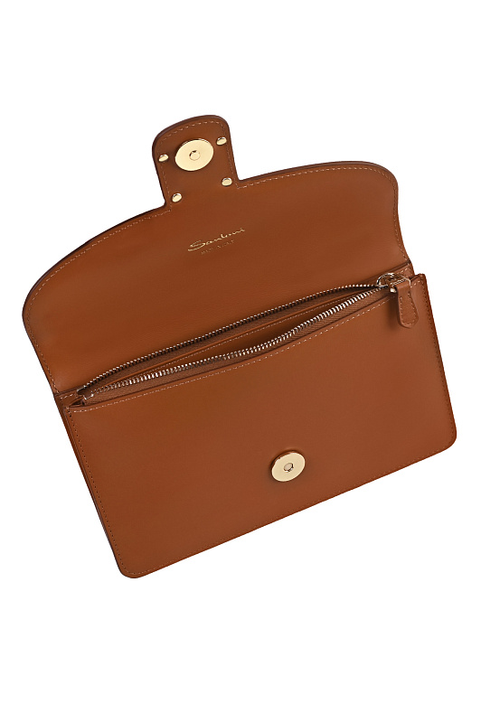 Кожаный клатч с пряжкой SANTONI Коричневый Женский DFPGA2789FO-HFRY Кожаный клатч с пряжкой SANTONI Коричневый Женский DFPGA2789FO-HFRY