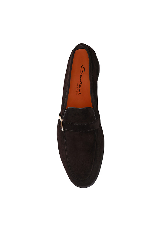 Замшевые лоферы с пряжкой SANTONI Темно-коричневый Мужской MGAG19041SMOSEAAT60 Замшевые лоферы с пряжкой SANTONI Темно-коричневый Мужской MGAG19041SMOSEAAT60
