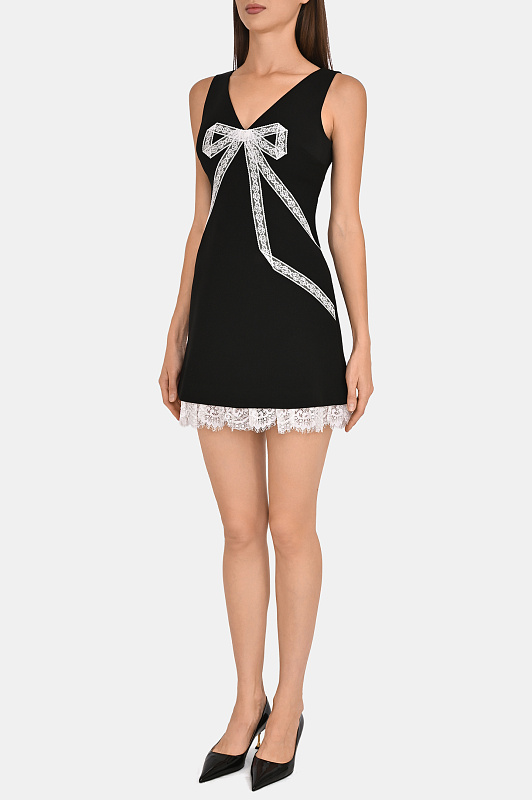 Платье с кружевным бантом SELF PORTRAIT Черный Женский PF26004SB Платье с кружевным бантом SELF PORTRAIT Черный Женский PF26004SB
