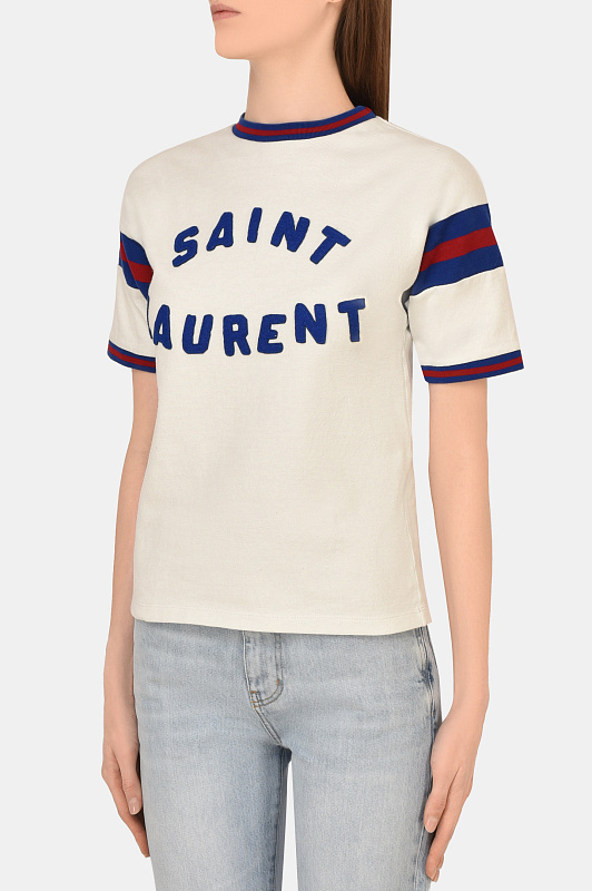 Футболка SAINT LAURENT  Белый Женский 672869 Y36LO 9582