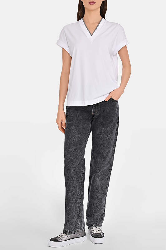 Футболка BRUNELLO  CUCINELLI Белый Женский M0T18BD222