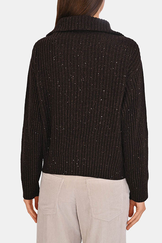 Вязаный кардиган на молнии BRUNELLO  CUCINELLI Темно-коричневый Женский MBM753506