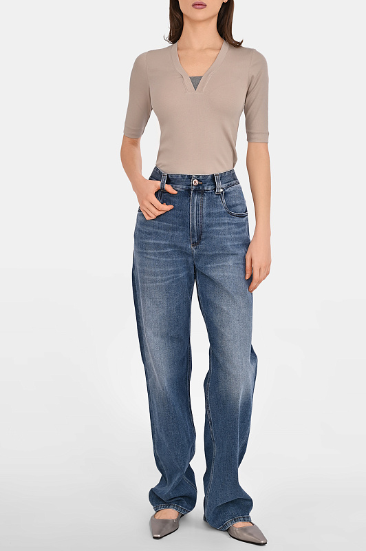 Футболка BRUNELLO  CUCINELLI Бежевый Женский M0TC8EL692