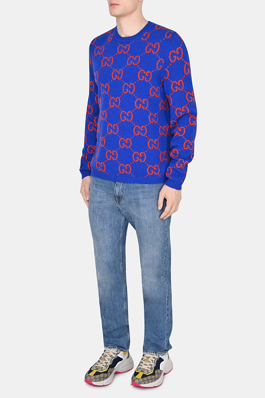 Свитер GUCCI Синий Мужской 674042 XKB3V