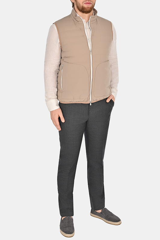 Жилет с воротником-стойкой BRUNELLO  CUCINELLI Бежевый Мужской MM4031913