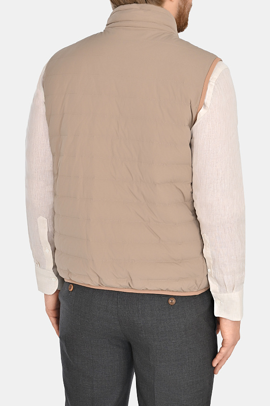 Жилет с воротником-стойкой BRUNELLO  CUCINELLI Бежевый Мужской MM4031913