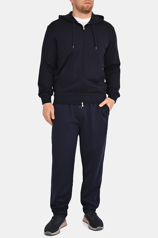 Трикотажная толстовка с капюшоном BRUNELLO  CUCINELLI Темно-синий Мужской MM8359069G