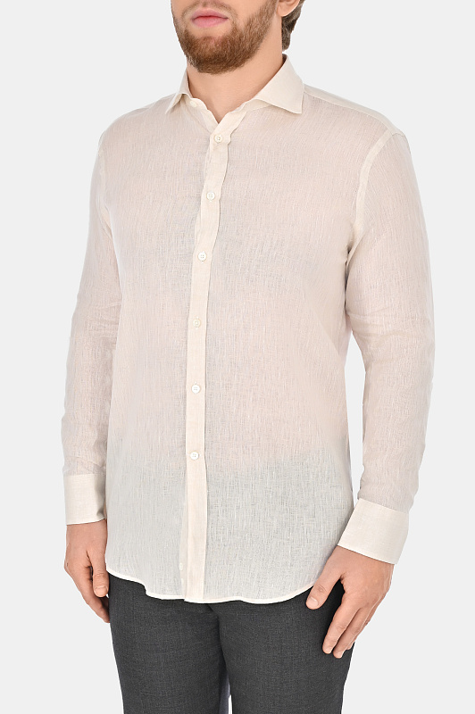 Льняная классическая рубашка CANALI Светло-бежевый Мужской GL03099 L7B1