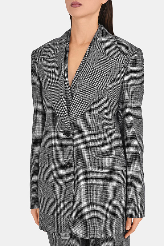Удлинённый жакет в клетку DOLCE & GABBANA  Черно-белый Женский F2JCBT FQ2O5