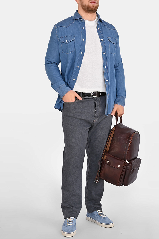 Рубашка BRUNELLO  CUCINELLI Голубой Мужской MR6834008
