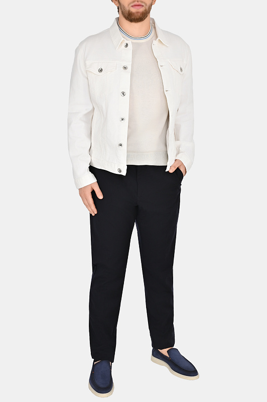 Джемпер из хлопка CANALI Молочный Мужской MK02057 C0719