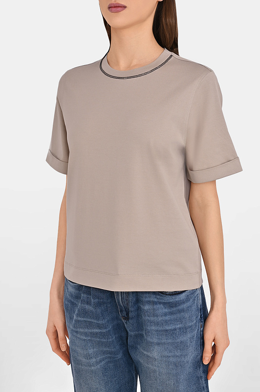 Футболка BRUNELLO  CUCINELLI Бежевый Женский M0T81BZ100