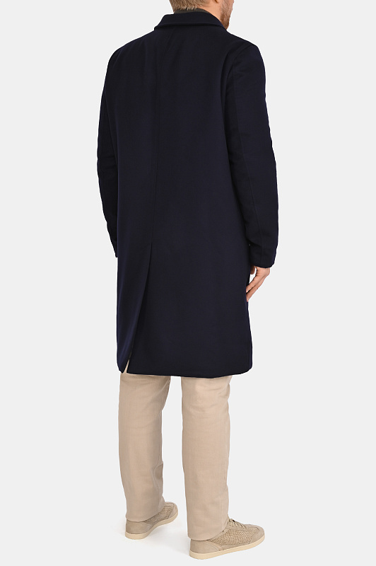 Пальто шерстяное KITON Темно-синий Мужской UW2564V0460L2