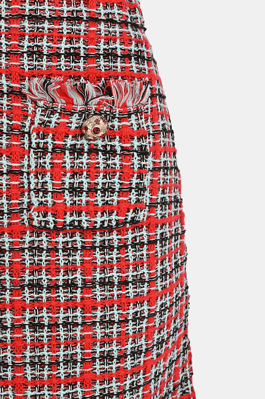Юбка миди с бахромой SELF PORTRAIT  Красный Женский AW26146MSKR
