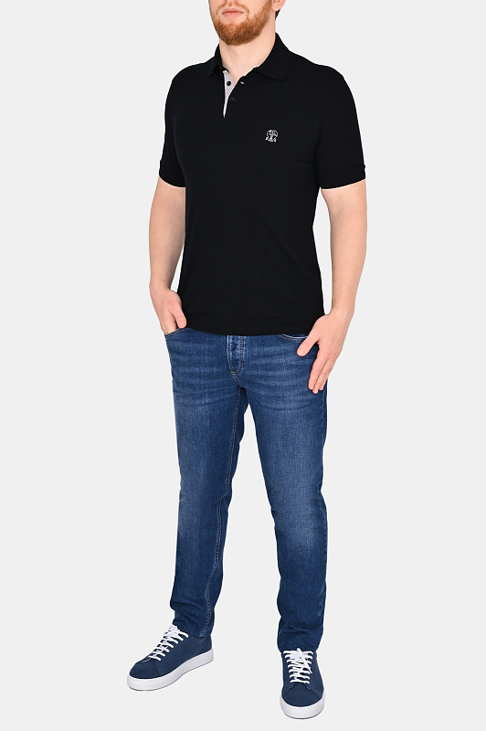 Поло BRUNELLO  CUCINELLI Черный Мужской M0T638765