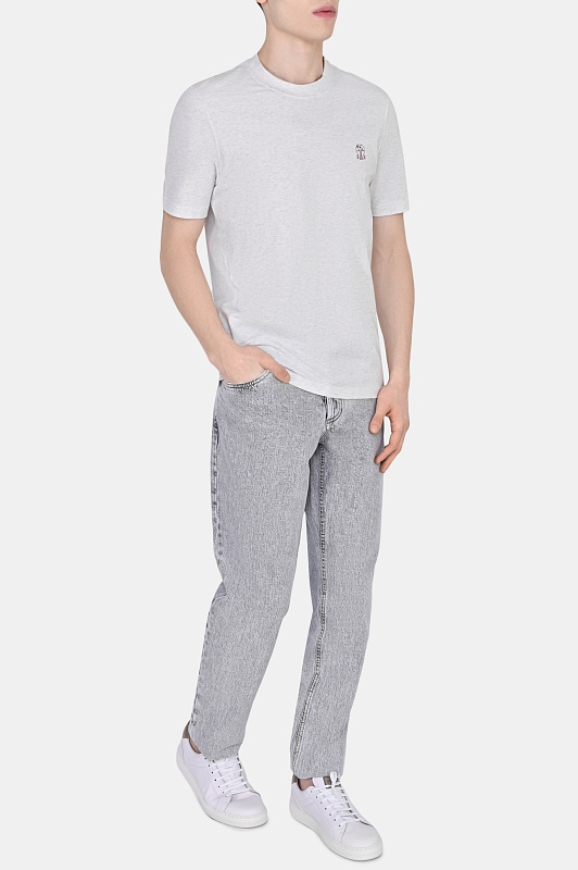 Футболка BRUNELLO  CUCINELLI Молочный Мужской M0T618440