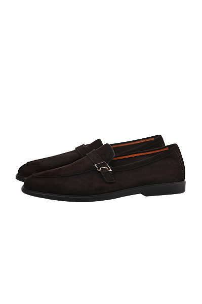 Замшевые лоферы с пряжкой SANTONI