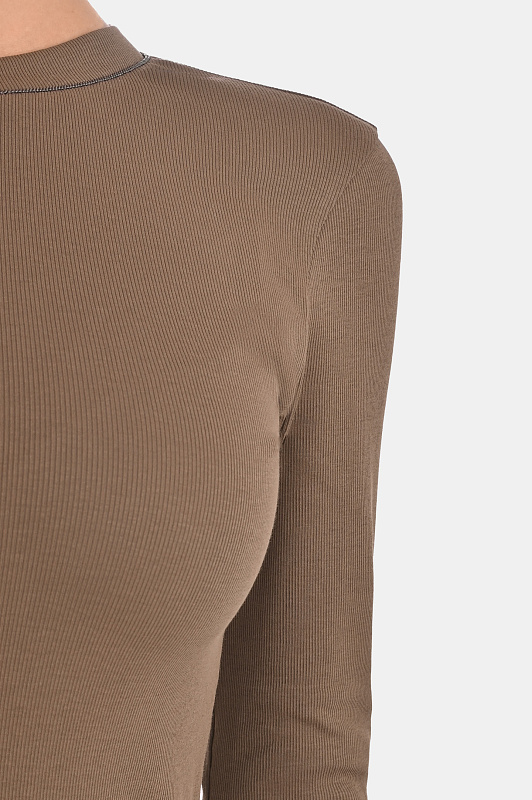 Трикотажный лонгслив BRUNELLO  CUCINELLI Коричневый Женский M0TC8BJ300