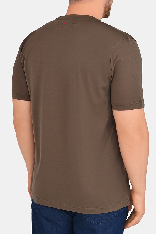 Хлопковая футболка KITON Коричневый Мужской UMK1165A024 Хлопковая футболка KITON Коричневый Мужской UMK1165A024