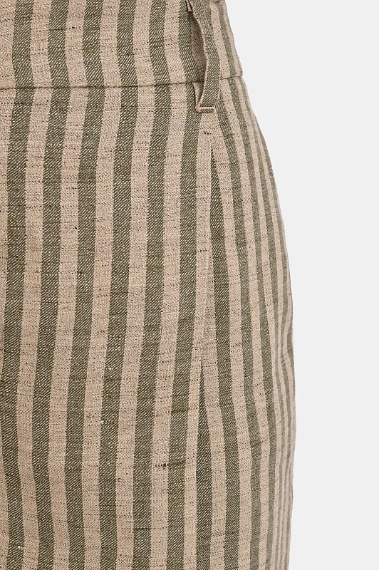 Льняные шорты в полоску BRUNELLO  CUCINELLI Оливковый Женский MH519P8923