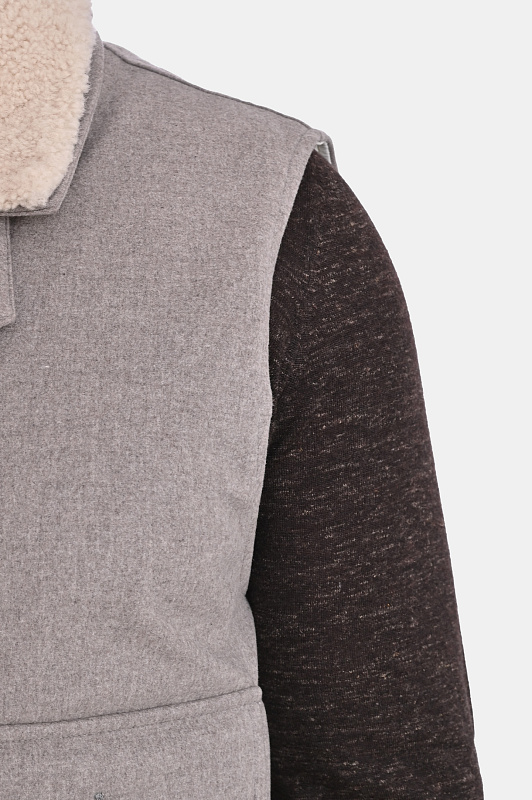 Утепленный жилет с воротником BRUNELLO  CUCINELLI Серый Мужской MM4701624