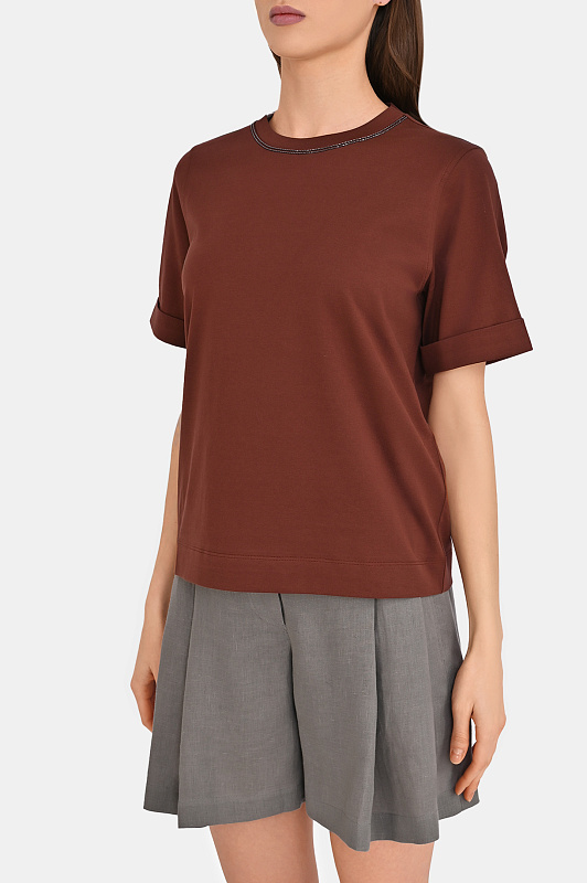 Футболка BRUNELLO  CUCINELLI Бордовый Женский M0T81BZ100