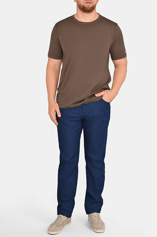 Хлопковая футболка KITON Коричневый Мужской UMK1165A024 Хлопковая футболка KITON Коричневый Мужской UMK1165A024