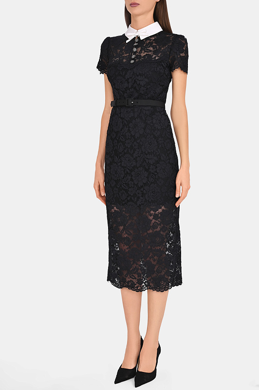 Кружевное платье с поясом SELF PORTRAIT  Черный Женский AW26019MAB